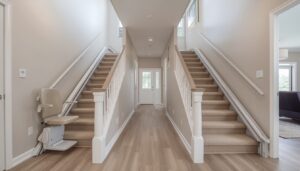 Straight and curved stair lifts installed in an Ontario home