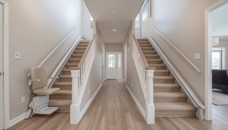 Straight and curved stair lifts installed in an Ontario home